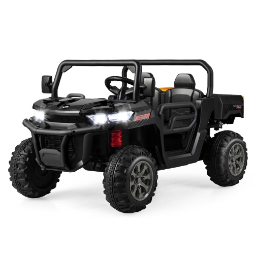 Gymax 12V 2 Seater Ride On UTV Dump Truck Remote w/ Electric Dump Bed & Shovel Black