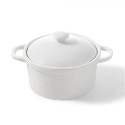 Gourmet - Set of 2 Porcelain Mini Saucepans, 250mL Capacity, Oven Safe, White