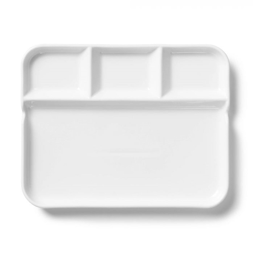 Gourmet - Set of 2 Porcelain Fondue and Appetizer Plates, 10.5" x 8.5", White