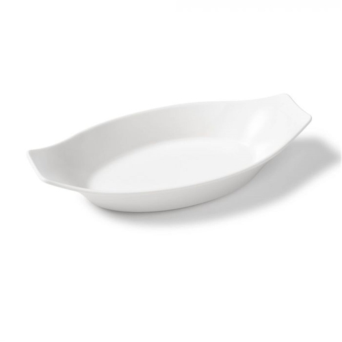 Gourmet - Ensemble de 2 Plats à Gratin en Porcelaine, 10" x 5", Vont au Four, Blanc