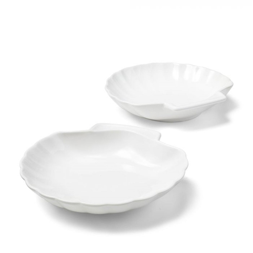 Gourmet - Set of 2 Porcelain Plates for Scallops or Seafood, Oven Safe, White