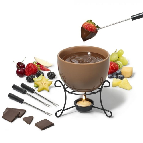Gourmet - Chocolate Fondue Set for 4 People, 480mL Capacity, Brown