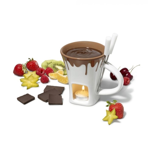 Gourmet - Ensemble à Fondue au Chocolat pour 2 Personnes, Capacité de 200mL, Blanc