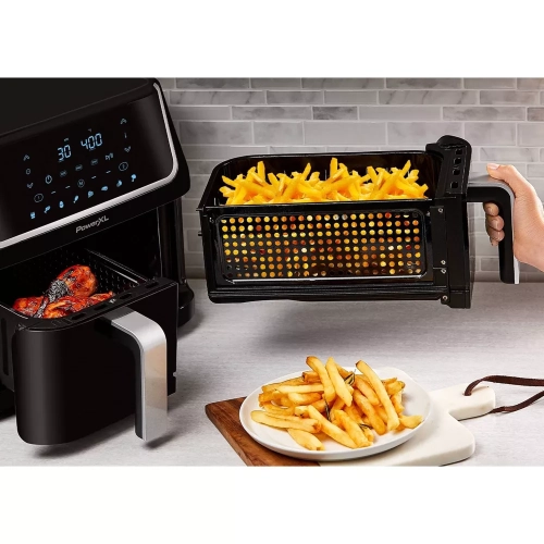PowerXL Vortex 10-QT Dual Basket Air Fryer, 7-in-1 2-Basket Electric Fryer or 1 Extra-Large Capacity Basket, SmartSync Technology, for Entire XL