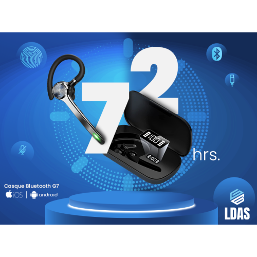 LDAS G7 Wireless Bluetooth Mono Headset with Charging Case – 96% AI Noise Cancelling Mic, 40H Talk Time + 120H with Case, Lightweight, Bluetooth 5.2,