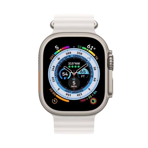 Apple Watch Ultra [GPS + Cellular 49mm] Smart Watch w/Rugged Titanium Case & White Ocean Band.