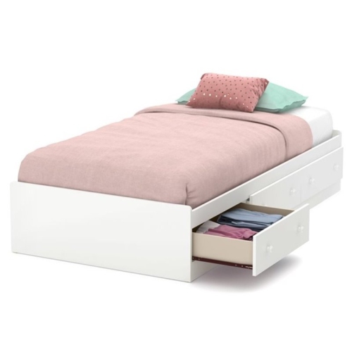 South Shore Little Smileys Twin Mates Bed in Pure White