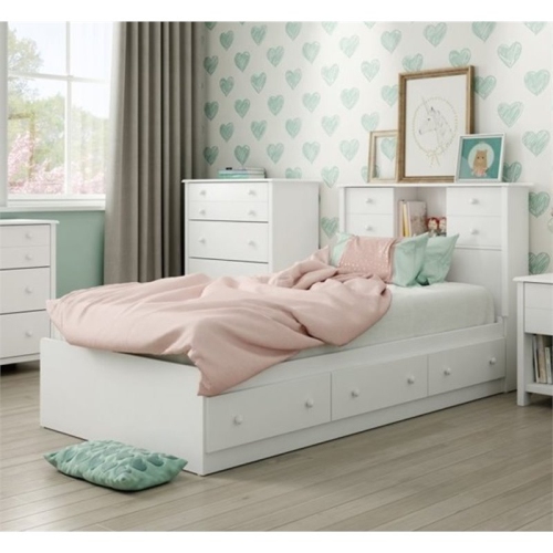 South Shore Little Smileys Twin Mates Bed in Pure White