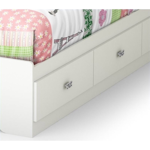 Lit simple avec rangement Sabrina de South Shore - Blanc pur