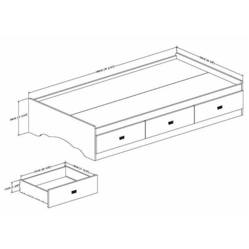 Lit simple avec rangement Sabrina de South Shore - Blanc pur