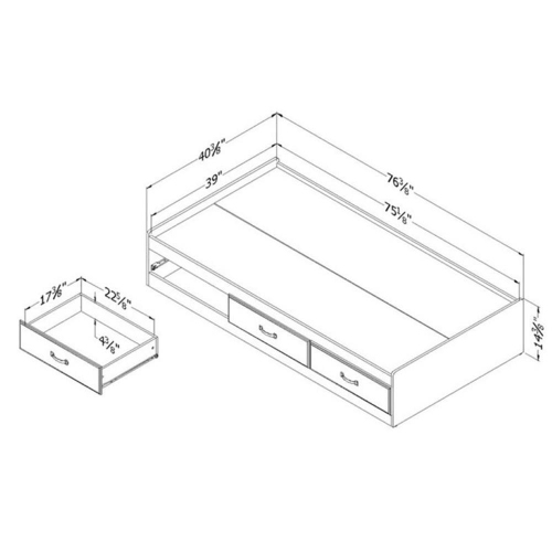 South Shore Ulysses Twin Mates Bed in Blueberry