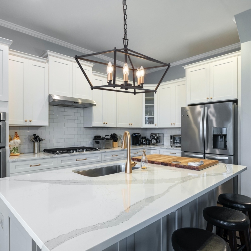 Modern Black Gold 6-Light Geometric Lantern Chandelier Linear Island Lights