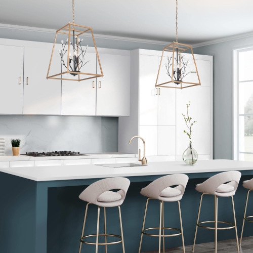 Modern 3-Light Lantern Geometric Crystal Chandelier for Dining Room