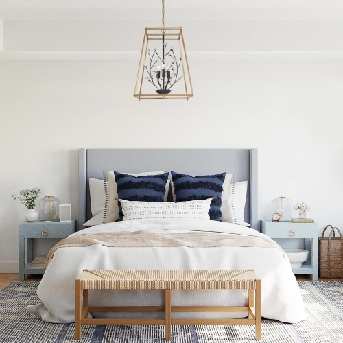 Modern 3-Light Lantern Geometric Crystal Chandelier for Dining Room