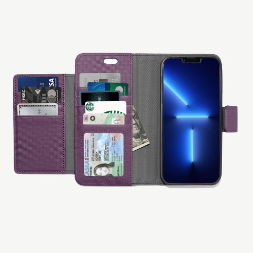 CASECO Wallet Case with MagSafe for iPhone 14 Pro Max - Purple
