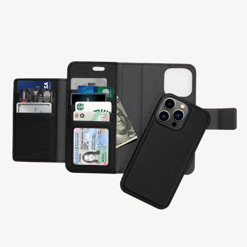Image 1 of 6.. iPhone 14 Pro Wallet Case with MagSafe, Black - Sunset Blvd