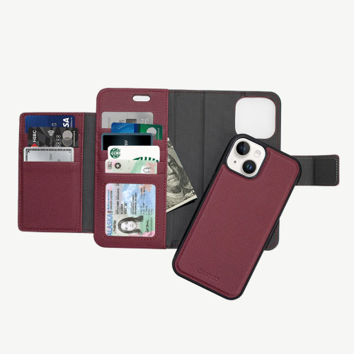 Image 1 of 5.. iPhone 14 Wallet Case with MagSafe, Red - Sunset Blvd