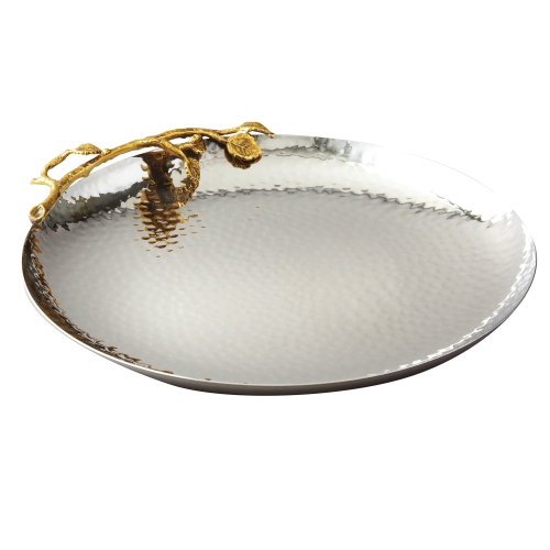 Elegance – assiette ronde avec feuilles d’or