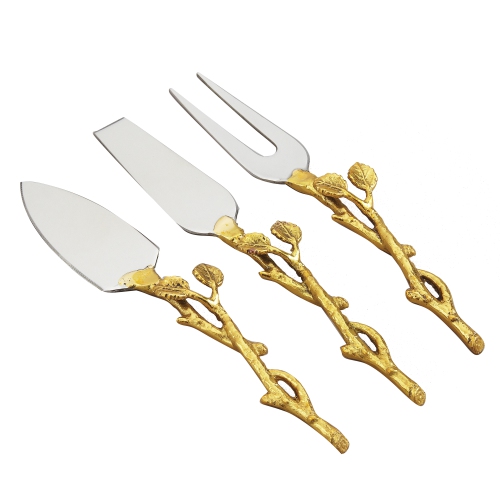 Elegance Gilt leaf 3-pc cheese set