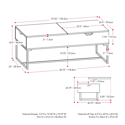 CorLiving LFF-650-C White Lift Top Coffee Table