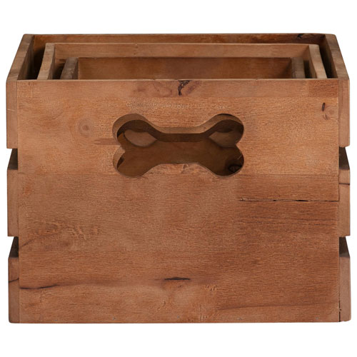 Bowser & Meowser Wood Pet Toy Storage Box - Set of 3