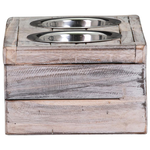 Bowser & Meowser 2-Bowl Pet Feeding Dish - Burning White