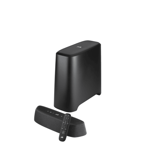 Barre de son sans fil Bluetooth auxiliaire 240 W MagniFi Mini AX de Polk Audio avec table de son - Noir