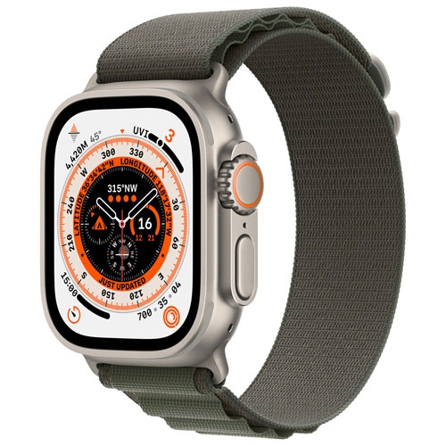 Open Box - Apple Watch Ultra (GPS + Cellular) 49mm Titanium Case with Green  Alpine Loop - Large