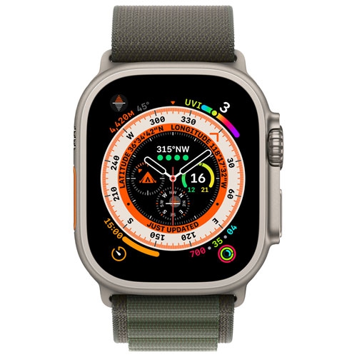 Open Box - Apple Watch Ultra (GPS + Cellular) 49mm Titanium Case with Green  Alpine Loop - Large