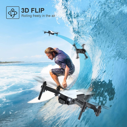 HT25 Mini Drone Foldable RC Quadcopter, Voice/Gesture Control, 720P HD FPV Camera, One Key Take Off/Landing, Altitude Hold, 3D Flips, 2 Batteries, Toy Drone Gifts for Boys Girls