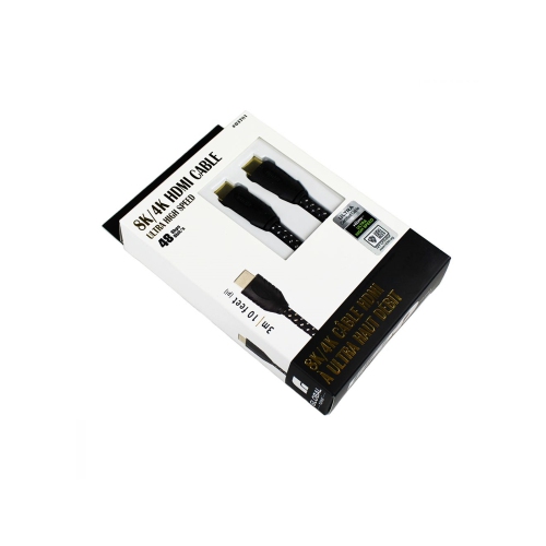 GlobalTone - Cable HDMI 2.1, Certifié 8K , Ultra Haut Débit, 48 Gbps, UHD, HDR, 30 AWG, Longeur de 10 Pieds, Noir