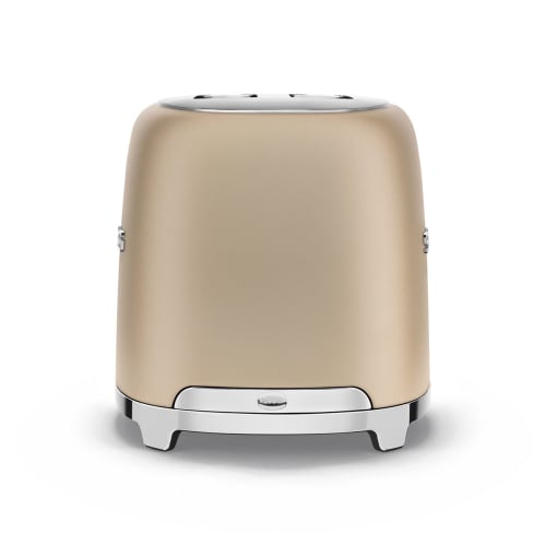 Smeg 2-Slice Stainless Steel 6 Shade Settings Wide Slots Chrome Base Browning Control Removable Tray Gold Toaster