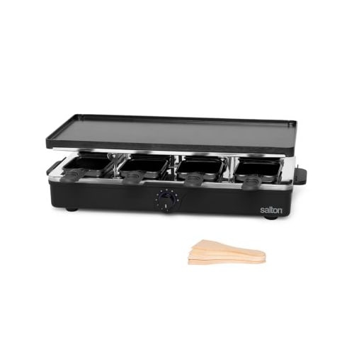 SALTON  1400W 120V Adjustable Temperature Anti-Slip Stainless Steel Party Grill & Raclette (Pg1645) In Black Great value