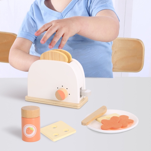 TOOKYLAND Grille-Pain Jouet en Bois - 10pcs - Ensemble de Jeu de Cuisine avec Aliments Factices et Accessoires, 3 Ans +