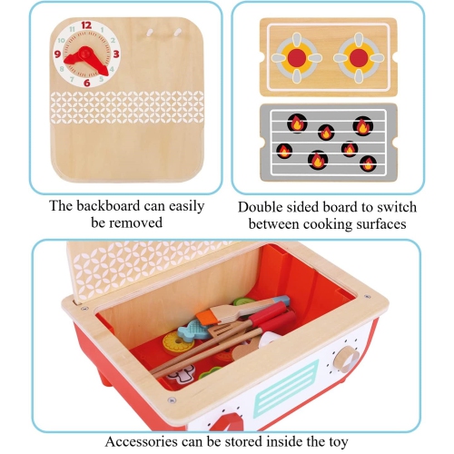 TOOKYLAND Ensemble de Jeu Cuisinière et Barbecue - 23pcs - Jouet de Cuisine avec Faux Aliments et Accessoires, 3 Ans +