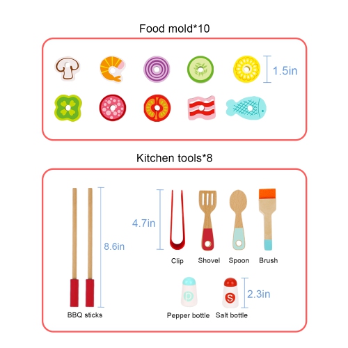 TOOKYLAND Ensemble de Jeu Cuisinière et Barbecue - 23pcs - Jouet de Cuisine avec Faux Aliments et Accessoires, 3 Ans +