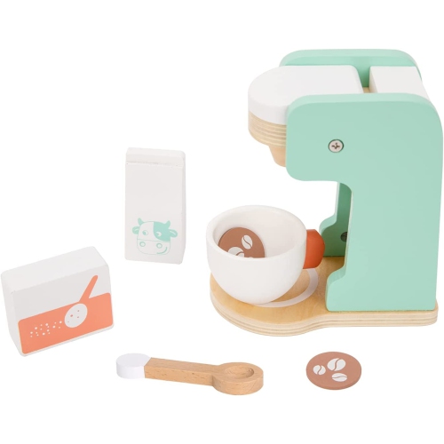 TOOKYLAND Wooden Coffee Maker Playset - 7pcs - Coffee Making Play Kitchen Toy with Accessories, Ages 3+