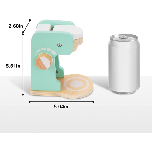 TOOKYLAND Wooden Coffee Maker Playset - 7pcs - Coffee Making Play Kitchen Toy with Accessories, Ages 3+