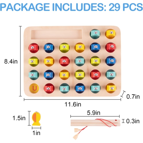 TOOKYLAND Jeu de Pêche Magnétique en Bois - 29pcs - Jouet de Tri Éducatif Alphabet et Épellation pour Enfants de 3 Ans +