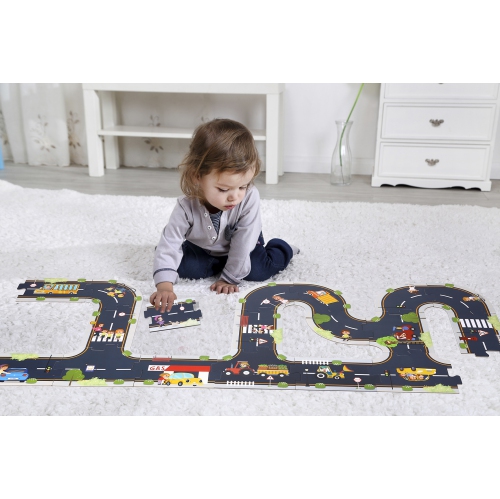 TOOKYLAND City Roads Floor Puzzle - 21pcs - Interactive Street Puzzle, for Kids Ages 3+