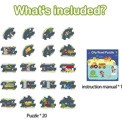 TOOKYLAND City Roads Floor Puzzle - 21pcs - Interactive Street Puzzle, for Kids Ages 3+