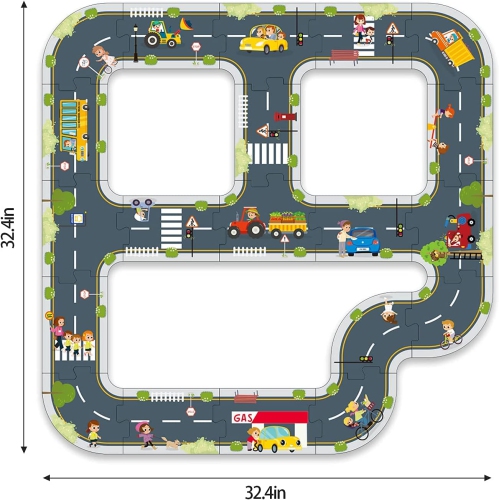 TOOKYLAND City Roads Floor Puzzle - 21pcs - Interactive Street Puzzle, for Kids Ages 3+