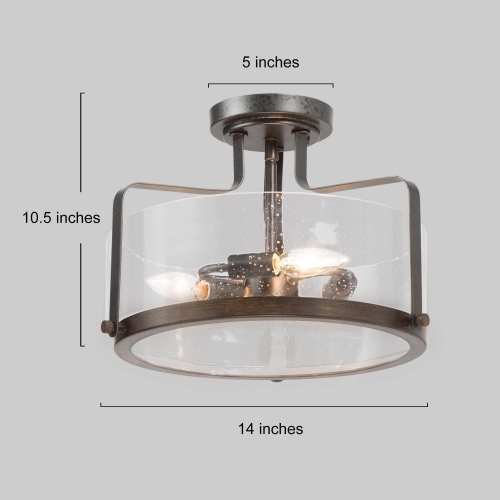 Modern Farmhouse 3-Light Drum Glass Semi-Flush Mount Ceiling Lights