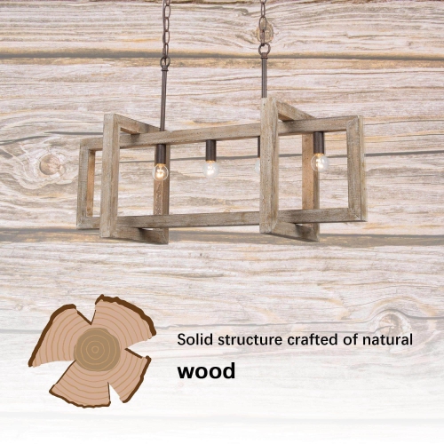 Farmhouse Rustic 5-Light Unique Linear Handcrafted Chandelier Island Pendant Lights