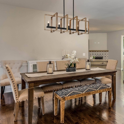 Modern Farmhouse 5-Light Linear Cage Chandelier for Kitchen Island