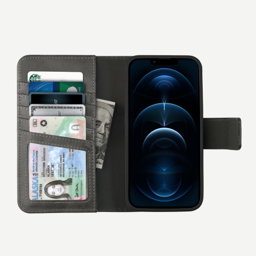 iPhone 12 / 12 Pro Wallet Case with MagSafe, Grey - 5th Ave