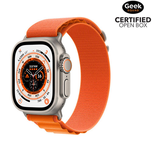 Open Box - Apple Watch Ultra 49mm Titanium Case with Orange Alpine Loop - Small