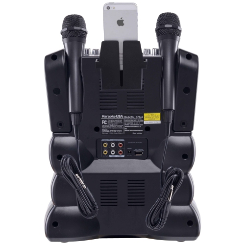 Karaoke USA GF844 Complete Karaoke System with 2 Microphones, Remote Control, 7” Color Screen, LED Lights - Works with DVD, Bluetooth, CD, MP3 and