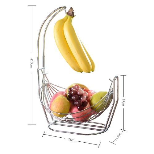 Jiallo Silver Fruit basket with Banana Hanger