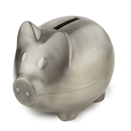 ELEGANCE  Piggy Bank Pewter Finish Plain